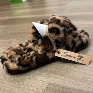 Seven7 Animal Print Faux Fur Slippers